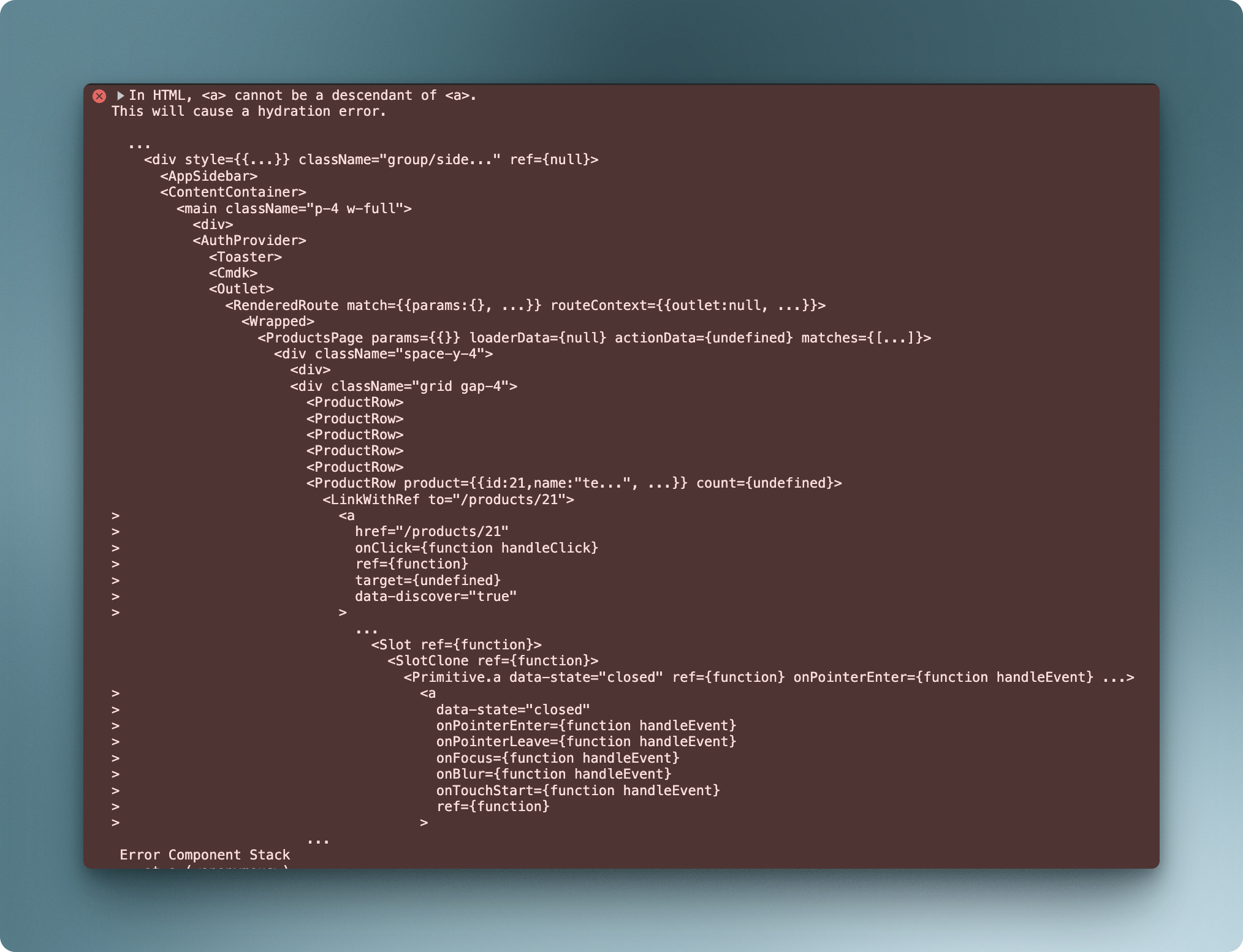 Debugging Hydration Error